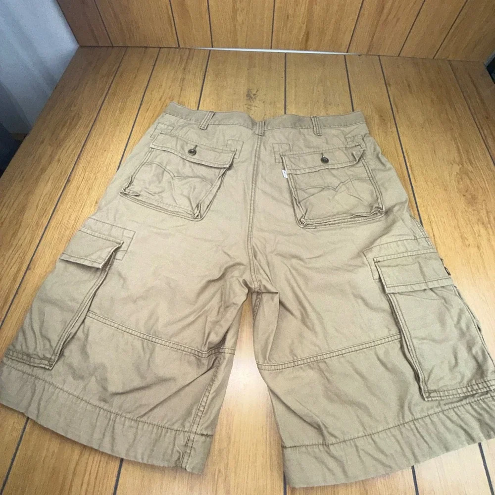 Levis Mens Cargo Shorts Size 42 Extra Long Green Utility Relaxed Fit Cotton